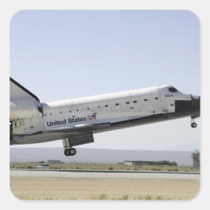 Space Shuttle Atlantis prepares for landing 2 Square Sticker