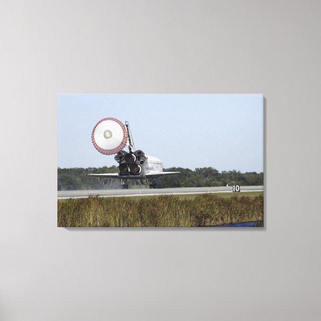 Space shuttle Atlantis unfurls its drag chute 2 Canvas Print (Front)
