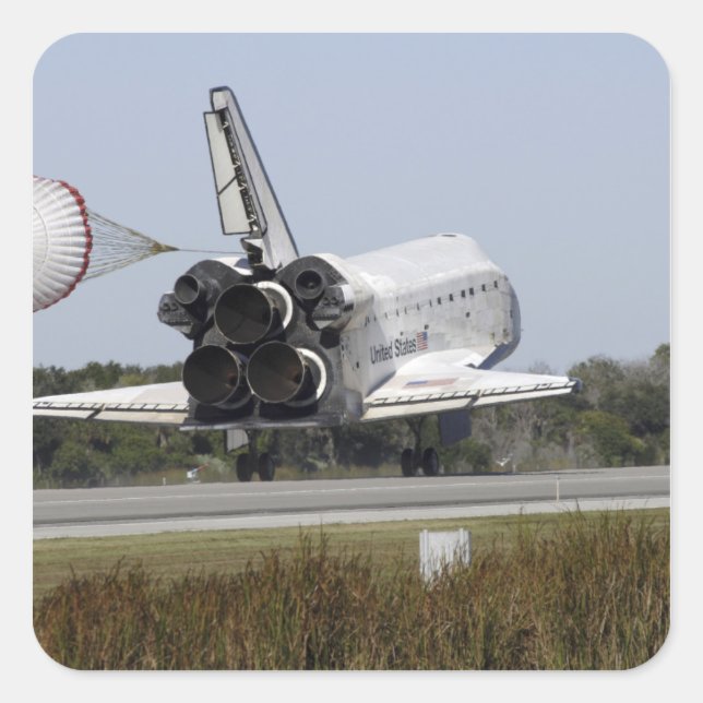 Space shuttle Atlantis unfurls its drag chute 2 Square Sticker (Front)