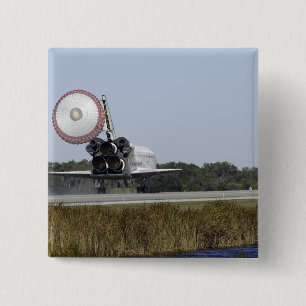 Space shuttle Atlantis unfurls its drag chute 3 15 Cm Square Badge