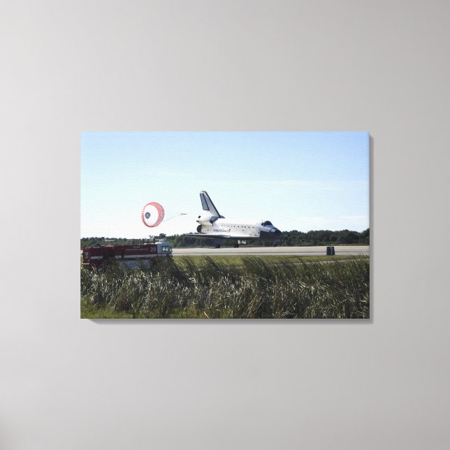 Space shuttle Atlantis unfurls its drag chute 3 Canvas Print (Front)