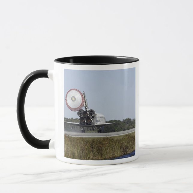 Space shuttle Atlantis unfurls its drag chute 3 Mug (Left)