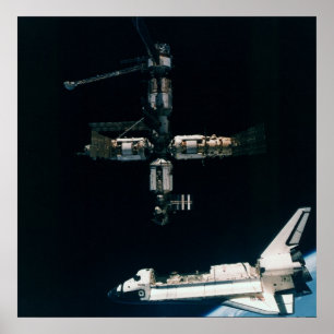 Space Shuttle Atlantis with MIR Poster