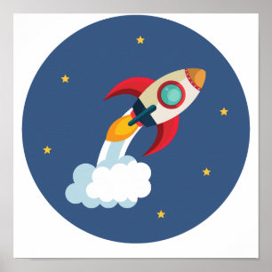 Space Shuttle Blast Off in a circle Poster