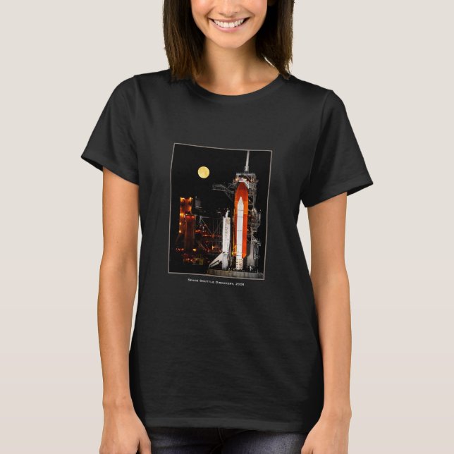 Space Shuttle Discovery and Full Moon in 2009 T-Shirt (Front)