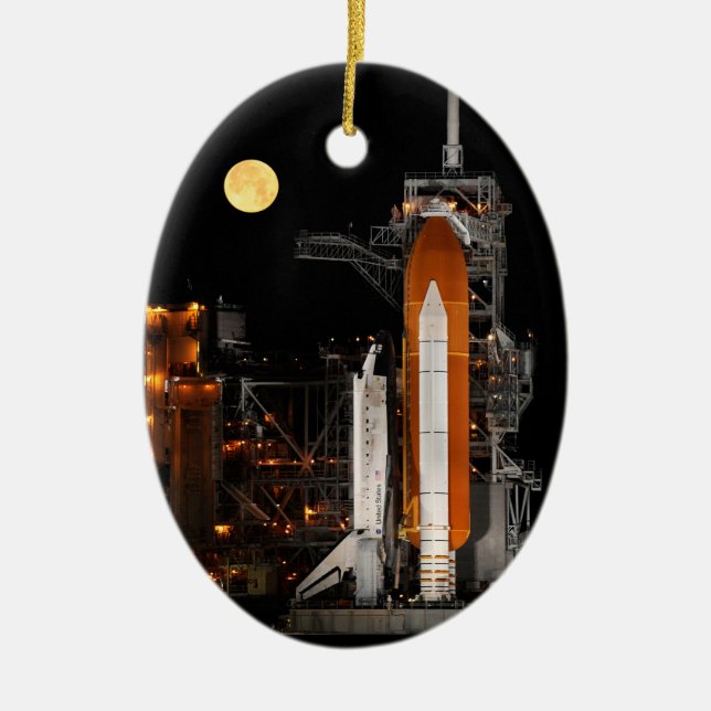 Space Shuttle Discovery and Moon Ceramic Tree Decoration (Front)