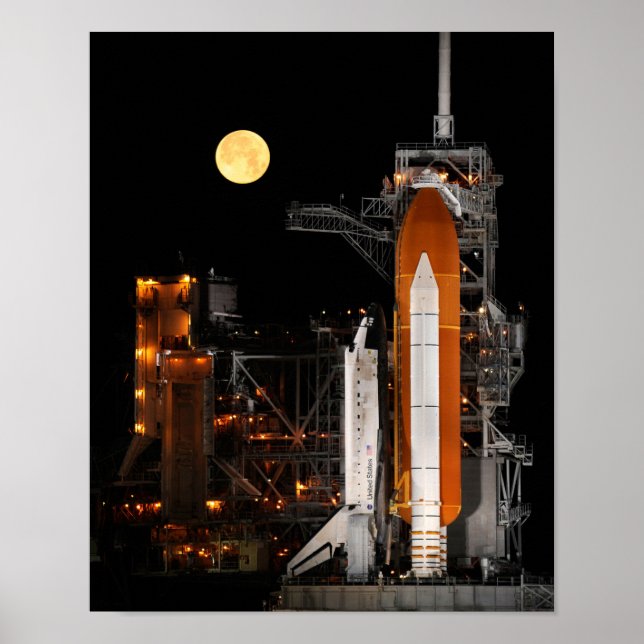 Space Shuttle Discovery and Moon Poster (Front)