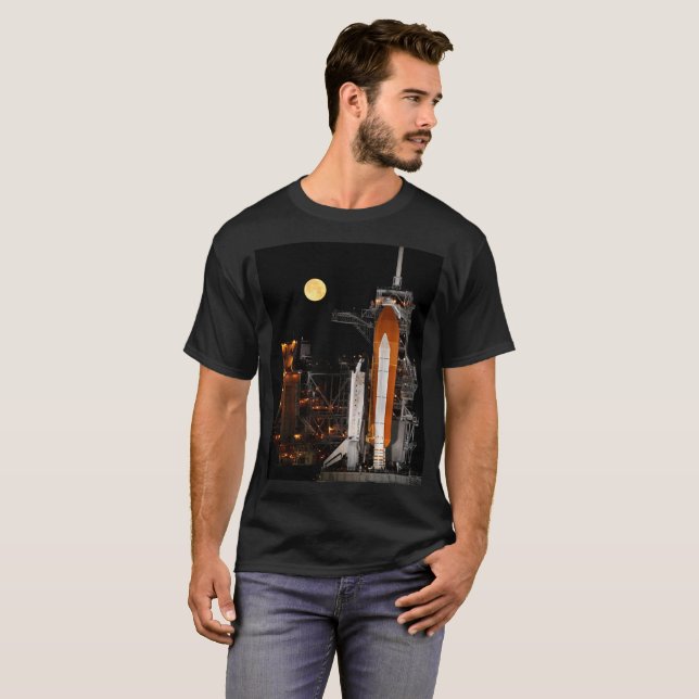 Space Shuttle Discovery and Moon T-Shirt (Front Full)