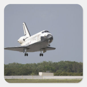 Space Shuttle Discovery approaches landing 2 Square Sticker