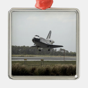 Space Shuttle Discovery approaches landing Metal Tree Decoration