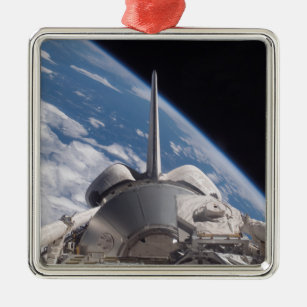 Space Shuttle Discovery backdropped by Earth Metal Tree Decoration