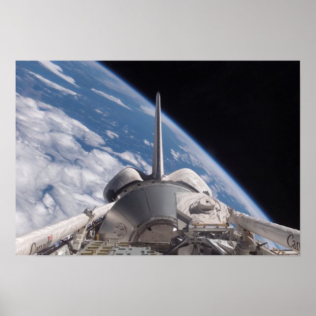 Space Shuttle Discovery backdropped by Earth Poster (Front)