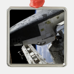 Space Shuttle Discovery docked Metal Tree Decoration