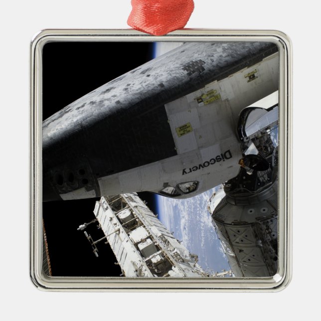 Space Shuttle Discovery docked Metal Tree Decoration (Front)