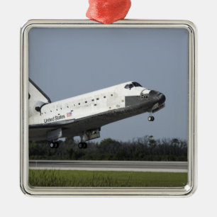 Space shuttle Discovery lands on Runway 33 2 Metal Tree Decoration