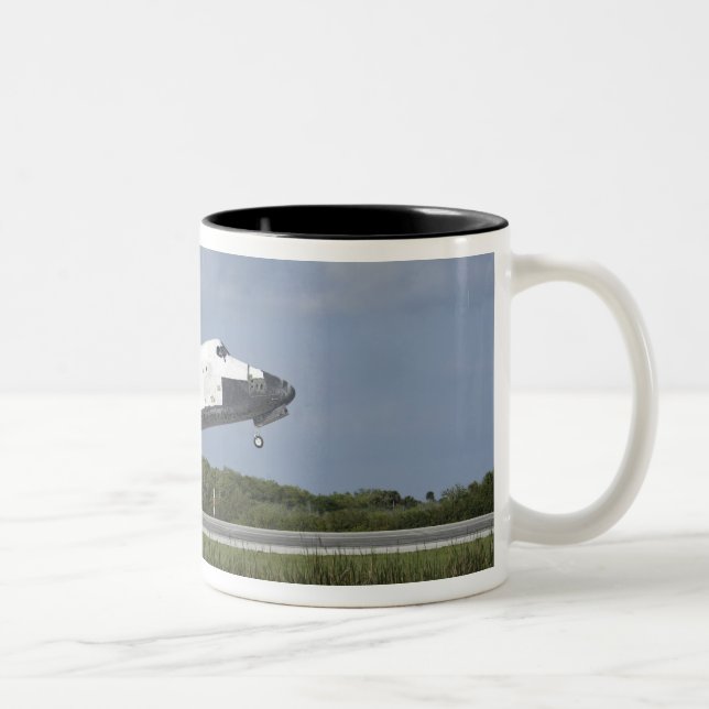 Space shuttle Discovery lands on Runway 33 Two-Tone Coffee Mug (Right)