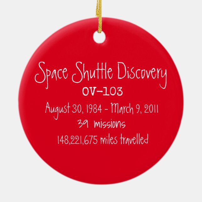Space Shuttle Discovery Ornament (Back)