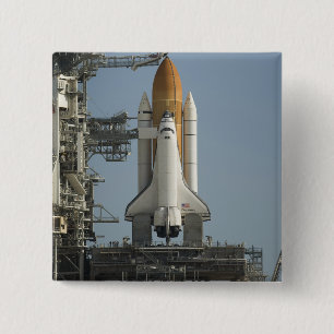 Space Shuttle Discovery sits ready 15 Cm Square Badge
