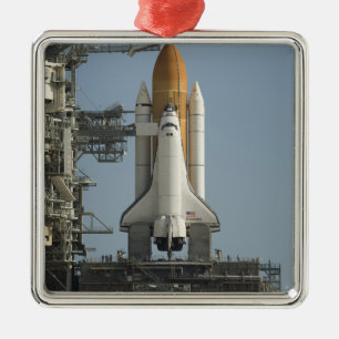 Space Shuttle Discovery sits ready Metal Tree Decoration