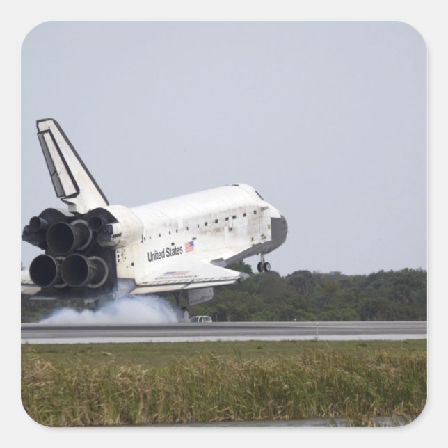 Space Shuttle Discovery touches down 2 Square Sticker (Front)