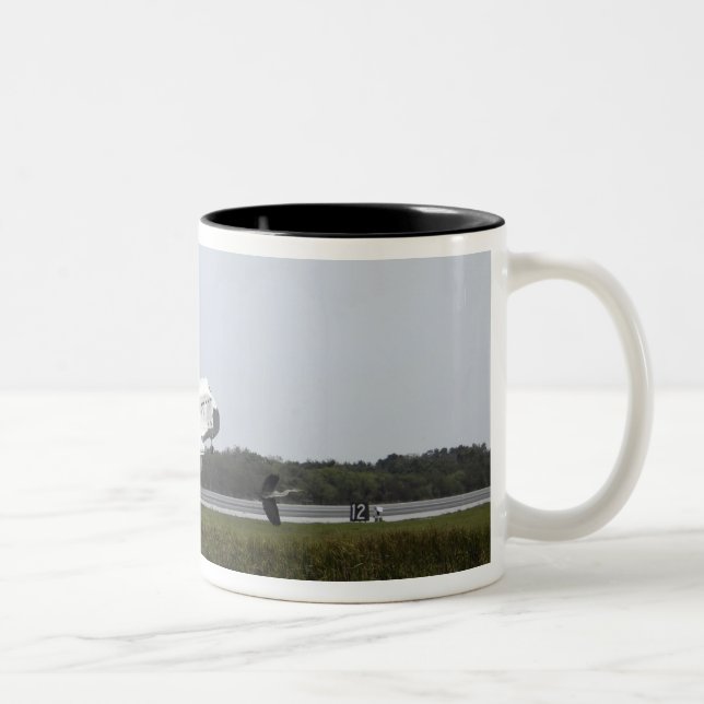 Space Shuttle Discovery touches down 3 Two-Tone Coffee Mug (Right)