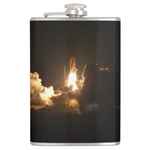 Space Shuttle Earth Orbital Spacecraft Night Canva Hip Flask