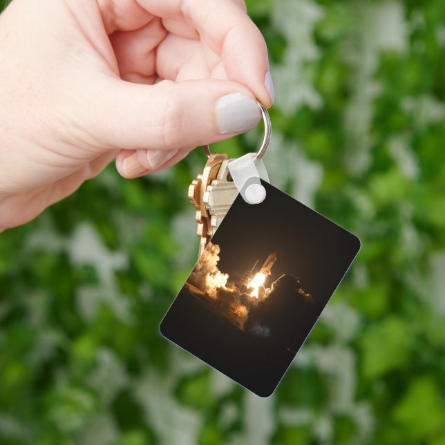 Space Shuttle Earth Orbital Spacecraft Night Canva Key Ring (Hand)