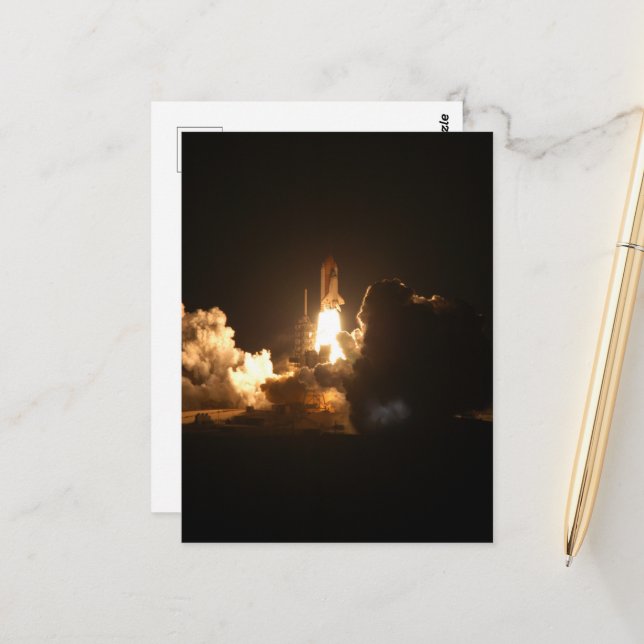 Space Shuttle Earth Orbital Spacecraft Night Canva Postcard (Front/Back In Situ)