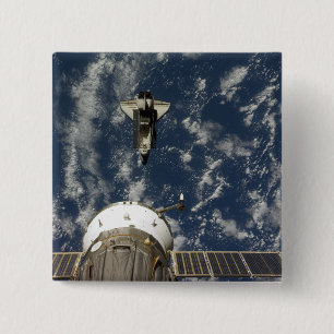 Space Shuttle Endeavour and a Soyuz spacecraft 15 Cm Square Badge