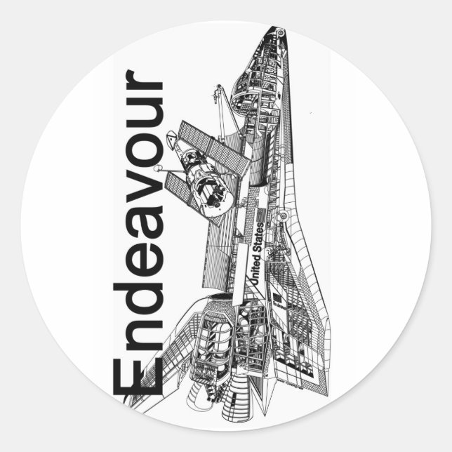Space Shuttle Endeavour Classic Round Sticker (Front)