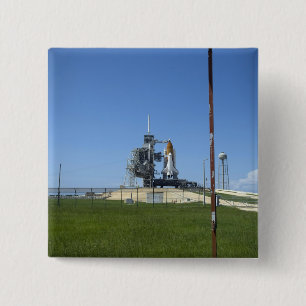 Space shuttle Endeavour is framed by a windsock 15 Cm Square Badge