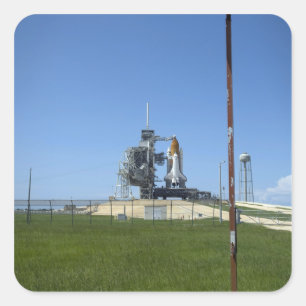Space shuttle Endeavour is framed by a windsock Square Sticker