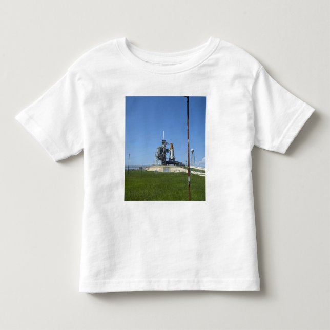 Space shuttle Endeavour is framed by a windsock Toddler T-Shirt (Front)