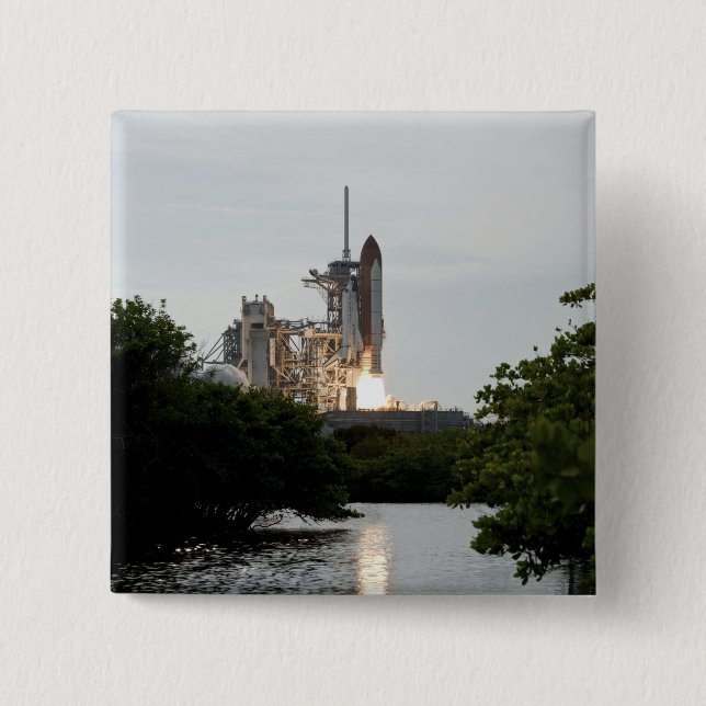 Space Shuttle Endeavour lifts off 15 Cm Square Badge (Front)