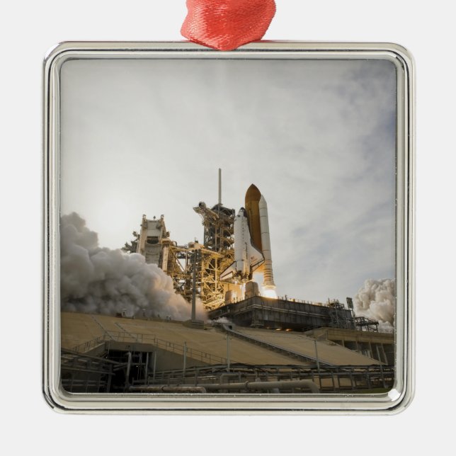 Space Shuttle Endeavour lifts off 5 Metal Tree Decoration (Front)
