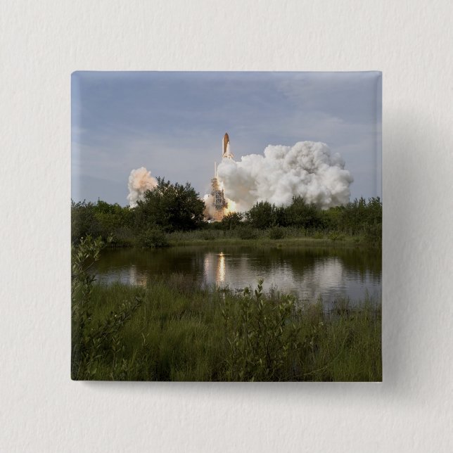 Space Shuttle Endeavour lifts off 6 15 Cm Square Badge (Front)