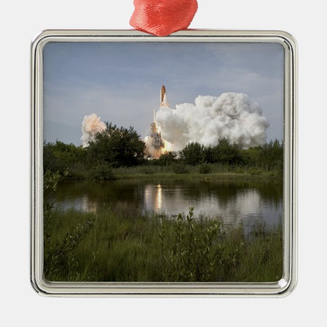 Space Shuttle Endeavour lifts off 6 Metal Tree Decoration (Front)
