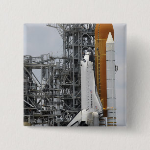 Space Shuttle Endeavour on the launch pad 2 15 Cm Square Badge
