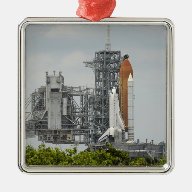 Space Shuttle Endeavour on the launch pad 5 Metal Tree Decoration (Front)