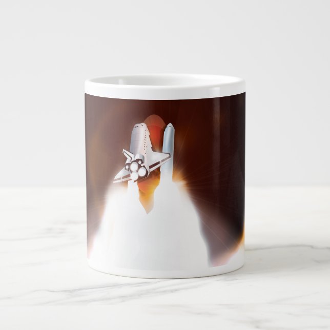 Space Shuttle Launch Illustration Large Coffee Mug (Front)