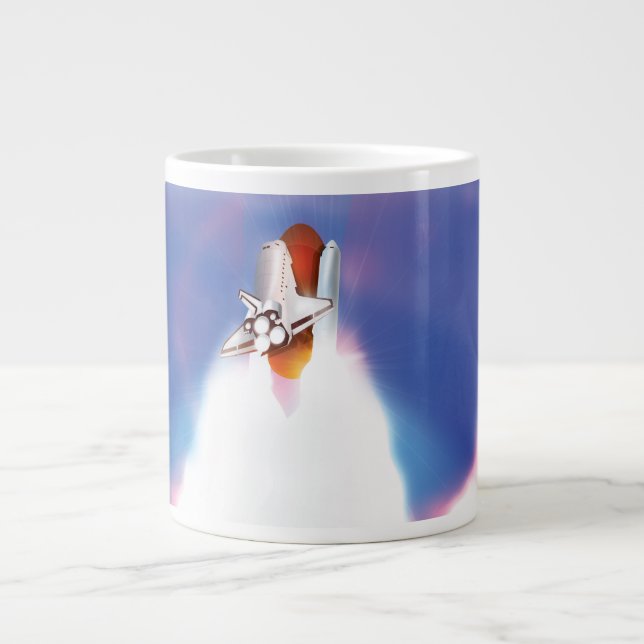 Space Shuttle Launch Illustration Large Coffee Mug (Front)