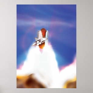 Space Shuttle Launch Illustration Poster