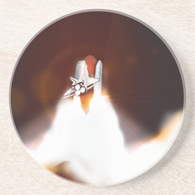 Space Shuttle Night Launch Illustration Coaster (Front)