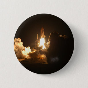 Space Shuttle Night Launch Poster 6 Cm Round Badge