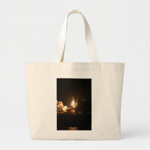 Space Shuttle Night Launch Poster Large Tote Bag
