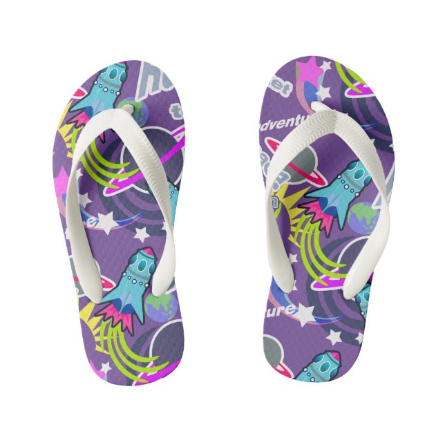 Space Shuttle Purple. Kid's Flip Flops (Footbed)