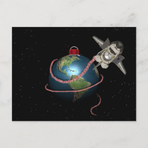 Space Shuttle STS Santa Christmas Holiday Postcard