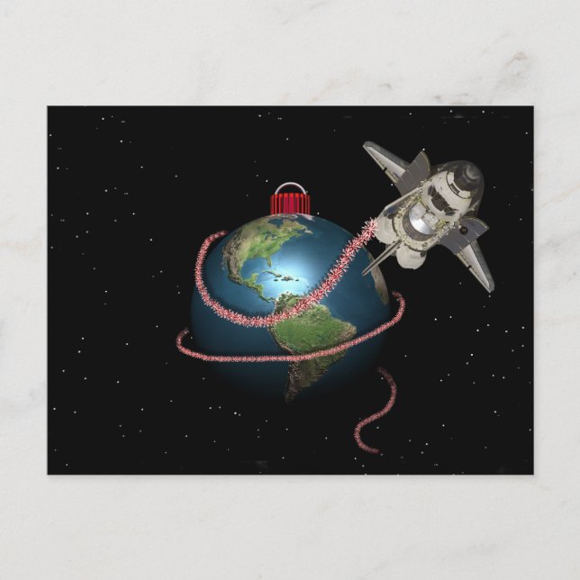 Space Shuttle STS Santa Christmas Holiday Postcard (Front)