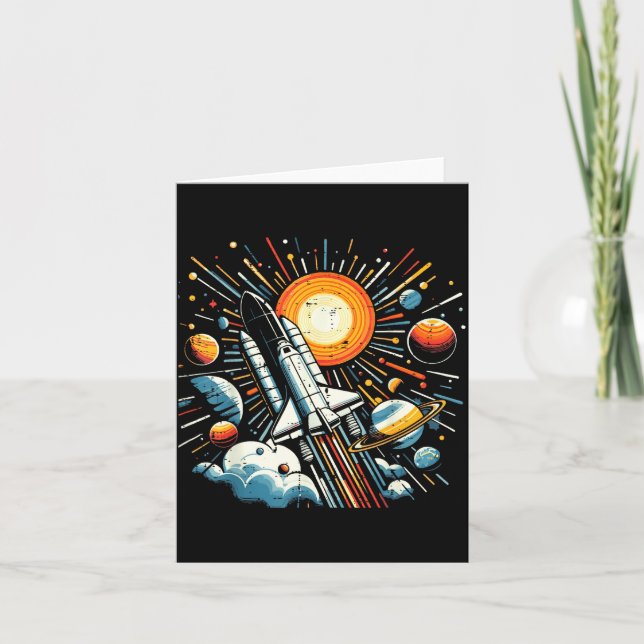 Space Shuttle Sun Planets Rocket Galaxy Boys Kids  Card (Front)