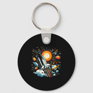 Space Shuttle Sun Planets Rocket Galaxy Boys Kids Key Ring